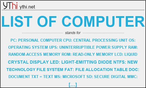 What does LIST OF COMPUTER mean? What is the full form of LIST OF COMPUTER?